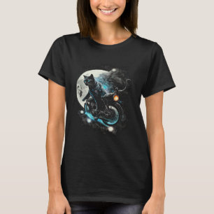 Black Cat Motorbike Space Graphic Tees Men Women B