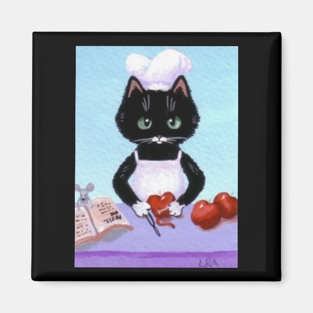 Black Cat Mouse Magnet Lisa R Adams Creationarts (Front)