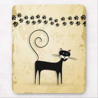 Black cat mouse pad