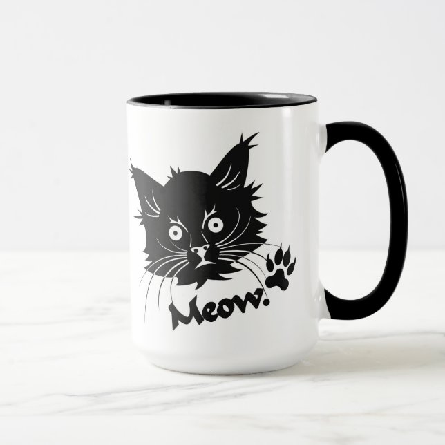 Black Cat mug - choose style & colour (Right)