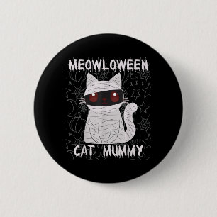 Black Cat Mummy Halloween 6 Cm Round Badge