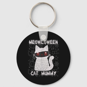 Black Cat Mummy Halloween Key Ring