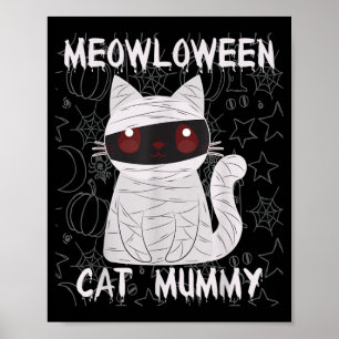 Black Cat Mummy Halloween Poster