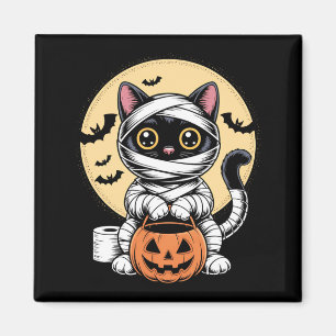 Black Cat Mummy Men Women Kids Halloween Funny Magnet