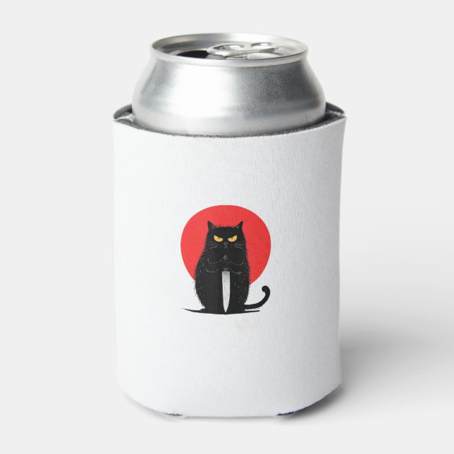 Black Cat Murderer Serial Killer Halloween Graphic Can Cooler (Can Front)