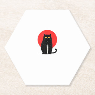 Black Cat Murderer Serial Killer Halloween Graphic Paper Coaster