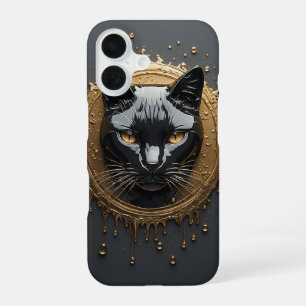 Black Cat Mysterious Design 🐈‍⬛ iPhone 16 Case