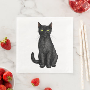 Black cat napkin