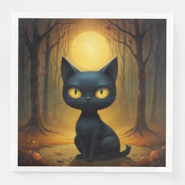 Black cat  napkin (Front)
