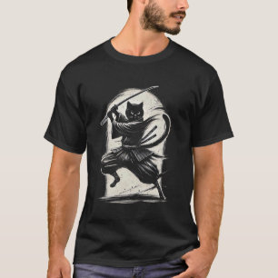 Black Cat Ninja Japanese Samurai Japan Warrior Mum T-Shirt