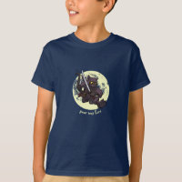 Black Cat Ninja Katana Swords Flying Kick Cartoon