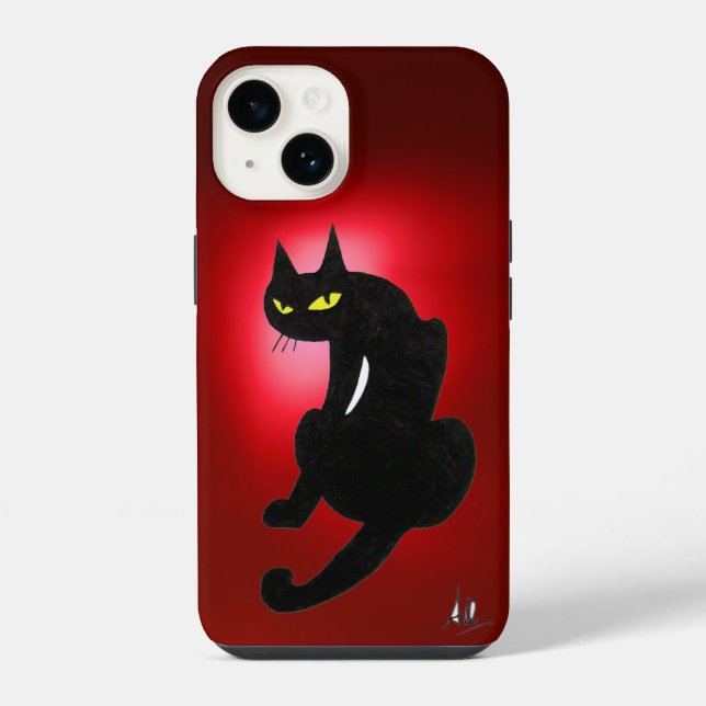 BLACK CAT  NINJA  Red ruby iPhone Case (Back)