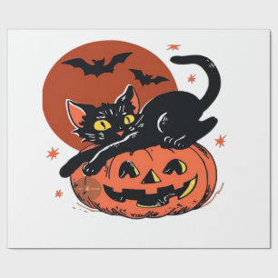 Black Cat, Nostalgic Halloween Classic T-Shirt Wrapping Paper