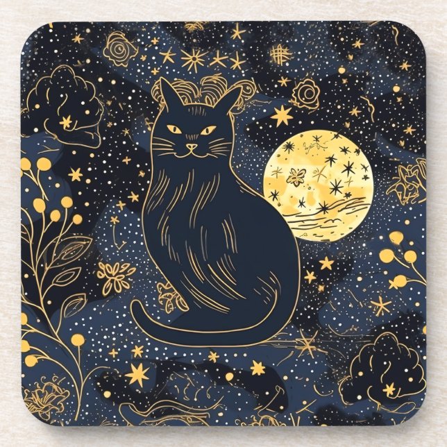 Black Cat of the Starry Skies Coaster (Front)