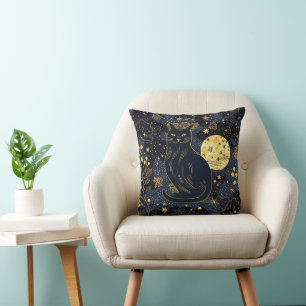 Black Cat of the Starry Skies Cushion