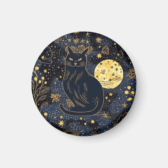 Black Cat of the Starry Skies Magnet (Front)