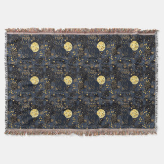 Black Cat of the Starry Skies Pattern Throw Blanket