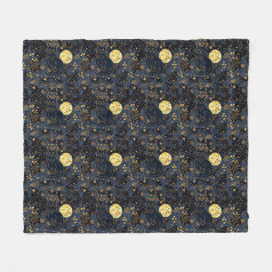 Black Cat of the Starry Stars Pattern Fleece Blanket