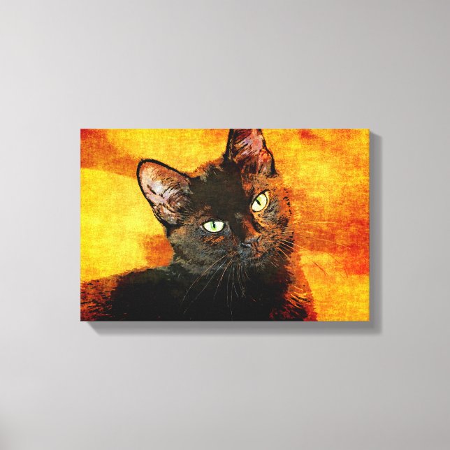 BLACK CAT OLIVE CANVAS PRINT (Front)