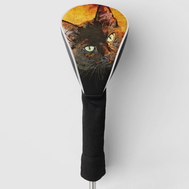 BLACK CAT OLIVE GOLF HEAD COVER (Front)