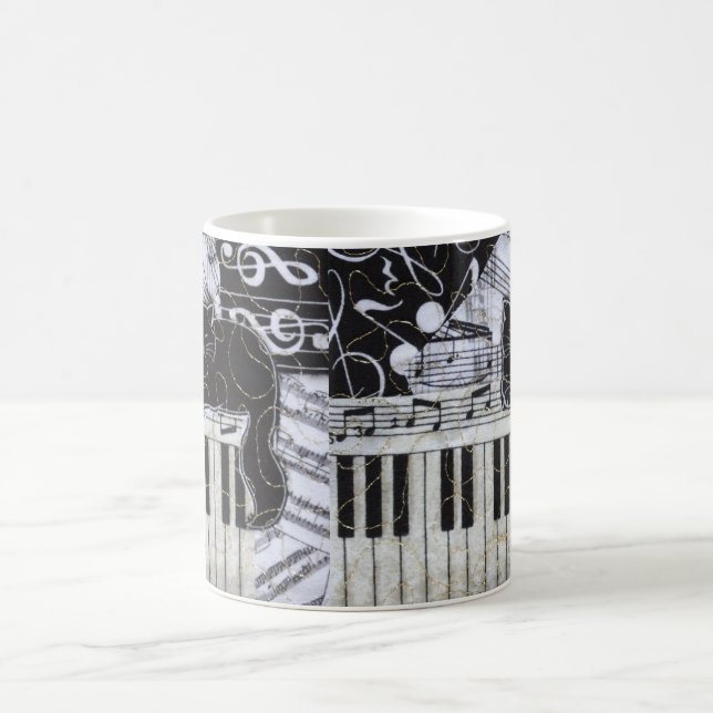 Black Cat on a Keyboard Coffee Mug (Center)