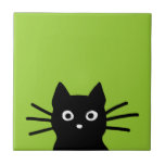 Black Cat on Green (Colour is Customisable) Tile<br><div class="desc"></div>
