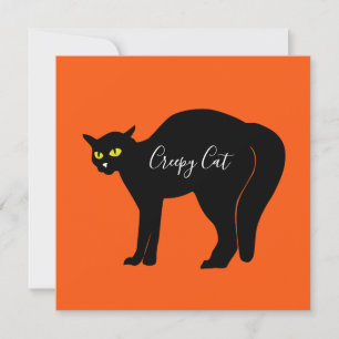 Black Cat on Orange Invitation