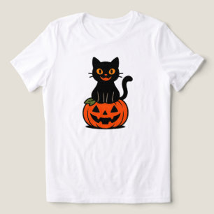 Black Cat on Pumpkin WHITE ONLY Tri-Blend Shirt