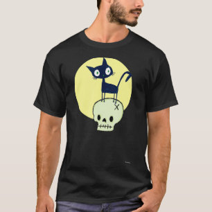 Black Cat on Skull funny goth humour T-Shirt