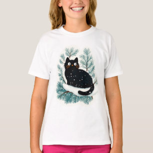 Black cat on the Christmas tree cute T-Shirt