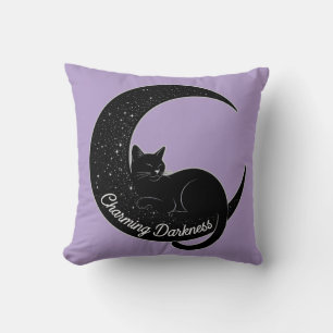 Black Cat on the Crescent Moon: Charm of Darkness  Cushion