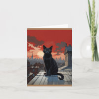 black cat on the roof
