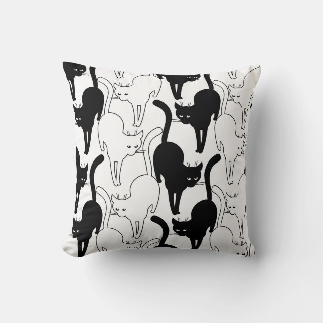 Black Cat on the street Cushion (Front)