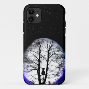 black cat on tree iPhone 11 case