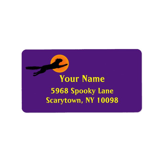 Black Cat Orange Moon Custom Halloween Lables Label (Front)