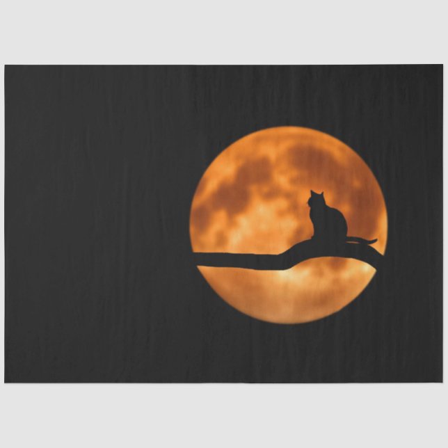 Black Cat Orange Moon Tissue Paper (Front)