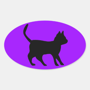 Black Cat Oval Sticker