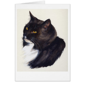 Black Cat Painted in Watercolour
