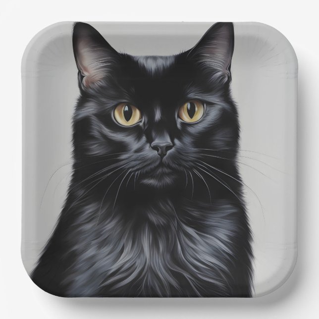 Black Cat Paper Plate (Front)