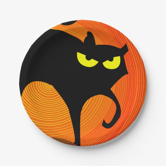 Black Cat Paper Plate (Front)