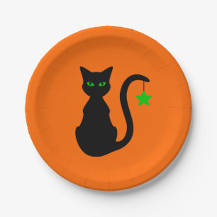 Black Cat Paper Plate