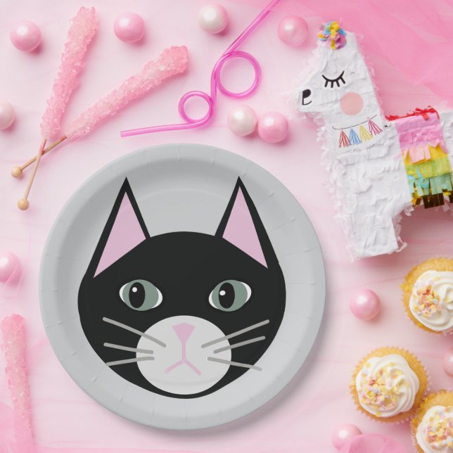 Black cat paper plate (Party)