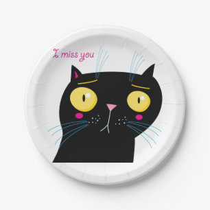 black cat paper plate