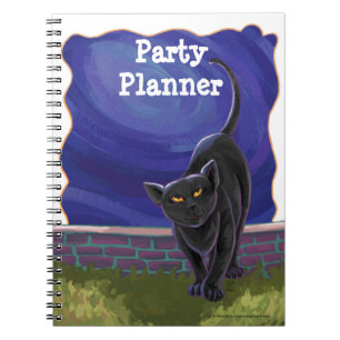 Black Cat Party Centre Spiral Notebook