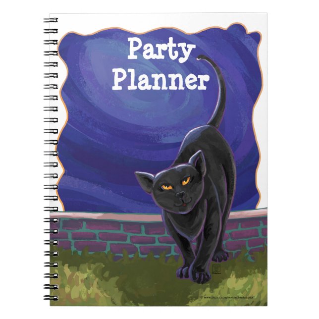 Black Cat Party Centre Spiral Notebook (Front)