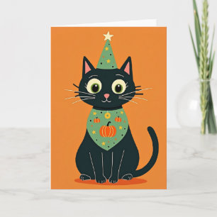 Black Cat Party Hat Card