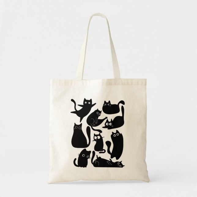 Black cat party tote bag (Front)