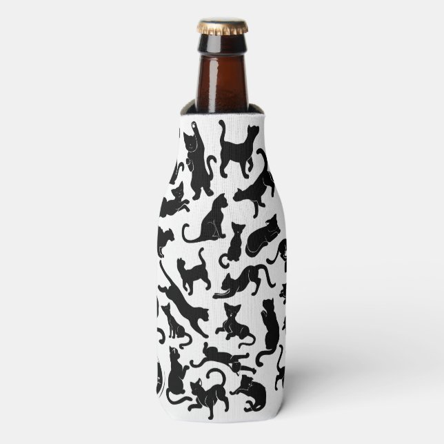 Black Cat Pattern Bottle Cooler (Bottle Front)