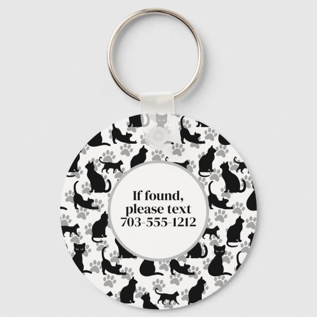 Black Cat Pattern Keychain (Back)