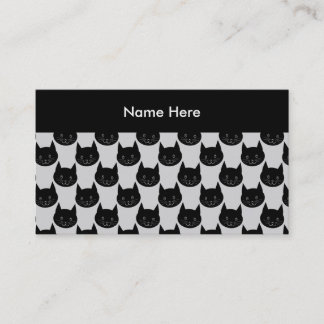 Black Cat Pattern on Light Grey. Business Card